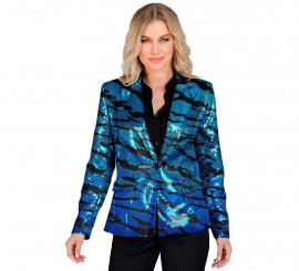 Blau gestreiftes Modekostüm oder Jacke mit Animal-Print für Damen