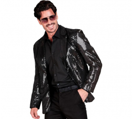 Schwarze Disco-Modejacke mit Pailletten für Herren