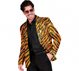 Gold gestreiftes Partykostüm oder Jacke mit Animal-Print für Herren