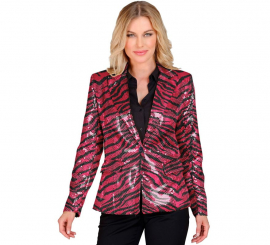 Fuchsia gestreiftes Partykostüm oder Jacke mit Animal-Print für Damen