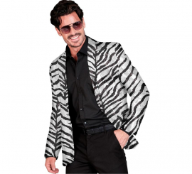 Costume da festa o giacca da uomo con stampa animalier a righe argento