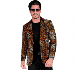 Partykostüm oder Jacke mit dunklem Leoparden-Animal-Print für Herren