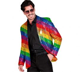 Costume o giacca da festa con strisce multicolori per uomo