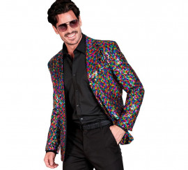 Costume da festa o giacca a pois multicolori e neri per uomo