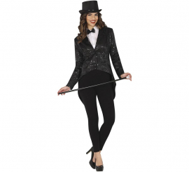 Black sequined tailcoat for women