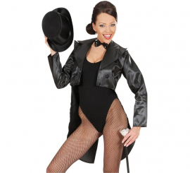 Costume da spettacolo o frac con coda nera per donna