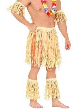 Hawaiian or Polynesian Costume or Kit: Bracelet, Skirt and Shin Guards