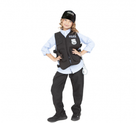 Police Costume or Kit for Kids: Vest, Cap, Baton, Handcuffs