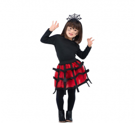 Costume or Kit of Red Tutu and Spider Headband for girl