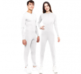 White costume or jumpsuit with front closure for adults