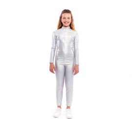 Holographic metallic costume or jumpsuit for girls