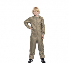 Beige worker costume or jumpsuit with front closure for children