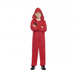 Disfraz de fantasía de ladrón de bancos unisex para adultos - Traje de mono  rojo con capucha - T.v. Fancy