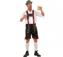 Disfraz o Peto Lederhosen Bávaro de Cuero negro para hombre