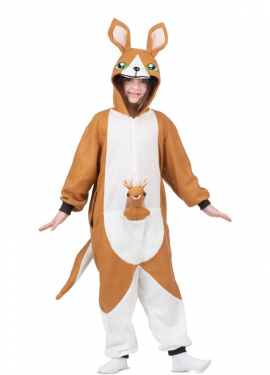 Kangaroo costume or pajamas with hood and plush for children