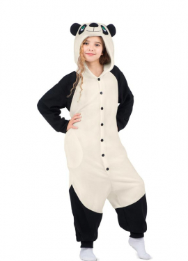 Panda Bear Costume or Pajamas with Hood for Children