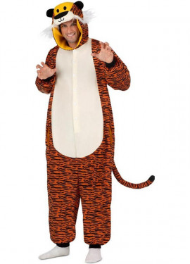 Fato de tigre escuro ou pijama com capuz para adulto