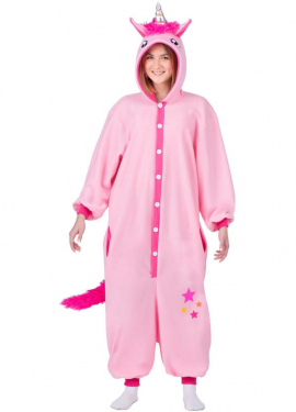 Pink Unicorn Costume or Pajamas with Hood for Adults