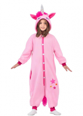 Pink Unicorn Costume or Pajamas with Hood for Children