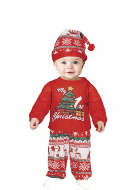 Déguisement ou Pyjama Mon 1er Noël Rouge pour Bébé