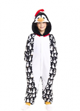 Christmas Penguin Costume or Pyjamas with hood for children