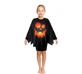 Costume da zucca felice nera per bambini o poncho 65 cm