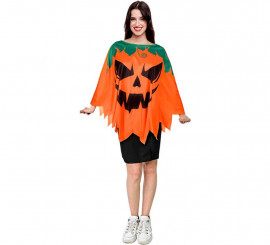 Disfraz o Poncho Calabaza naranja tenebrosa adulto de 75 cm