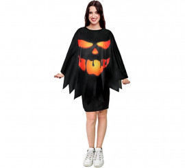 Disfraz o Poncho Calabaza negro tenebrosa adulto de 75 cm