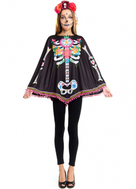 Catrina Skeleton Costume or Poncho for Women