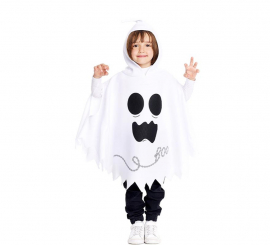 White Ghost Poncho Costume with Hood for Baby and Children