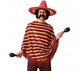 Red and brown striped Mexican costume or poncho for men