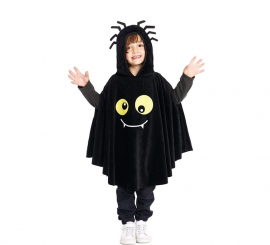 Black Spider Poncho Costume with Hood for Baby and Children