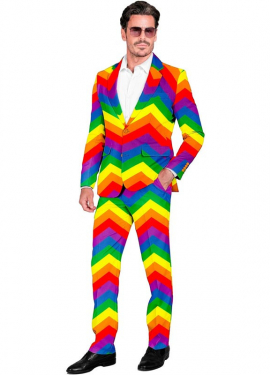 Costume o abito da festa con strisce arcobaleno multicolori per uomo