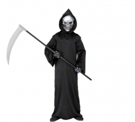 Death's Head Costume or Robe with Holographic Mask for Kids