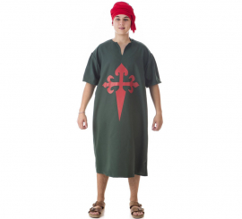 Green Medieval Costume or Tunic Cross of Santiago for men