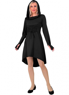 Black Medieval Hooded Costume or Dress for Women