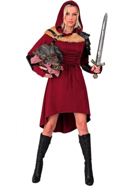 Red Medieval Costume or Dress with Hood for Women