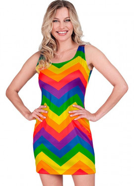 Costume or Fashion Party Dress with multicolored stripes for women