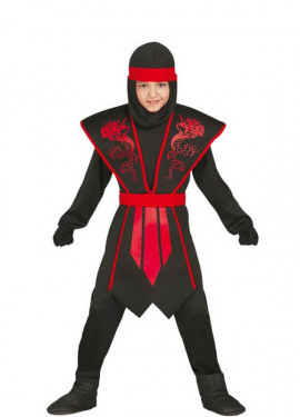 experimental bádminton algo Disfraz Shadow Ninja Negro y Rojo para Niños