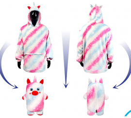 Uri Unicorn Plush Sweatshirt Costume for Adults