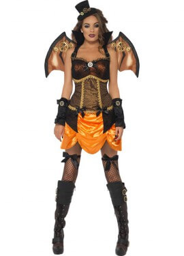 Vampira Steampunk Bat Kostüm für Damen Größe M