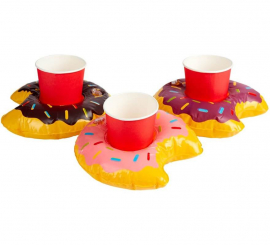 Suporte para bebidas em rosquinha em 3 cores sortidas de 20 cm