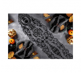 Skulls Lace for Table black 180x35 cm