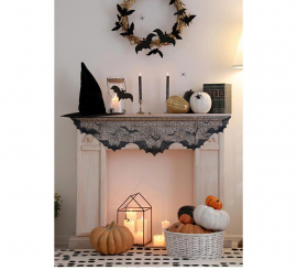 Bats Lace for Fireplace black 200x50 cm