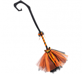 Black and Orange Pumpkin Witch's Broom 80 cm Black and Orange Pumpkin Witch's Broom 80 cm