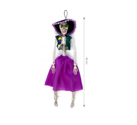 40 cm großes lila Catrina-Skelett