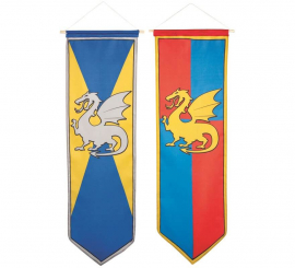 Medieval elongated banner in assorted colors of 100 x 30 cm