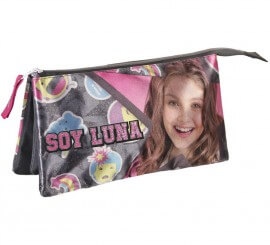 Soy Luna Pencil Case with 3 Compartments 22x11 cm