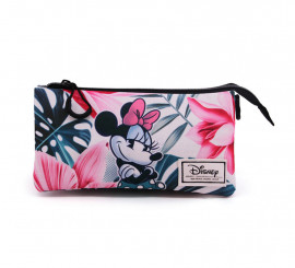 Estojo de lápis Minnie Disney floral triplo
