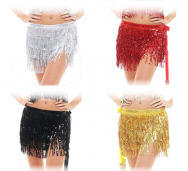 Saia de Franjas com Lantejoulas Adulto em várias cores